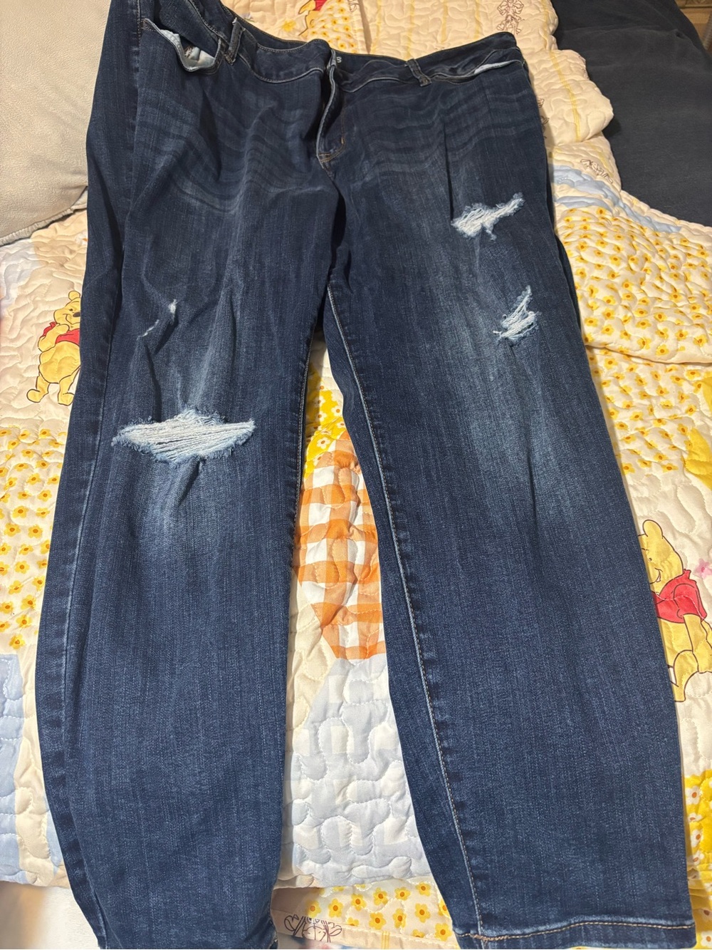 Maurices Dark Blue Distressed Jeggings